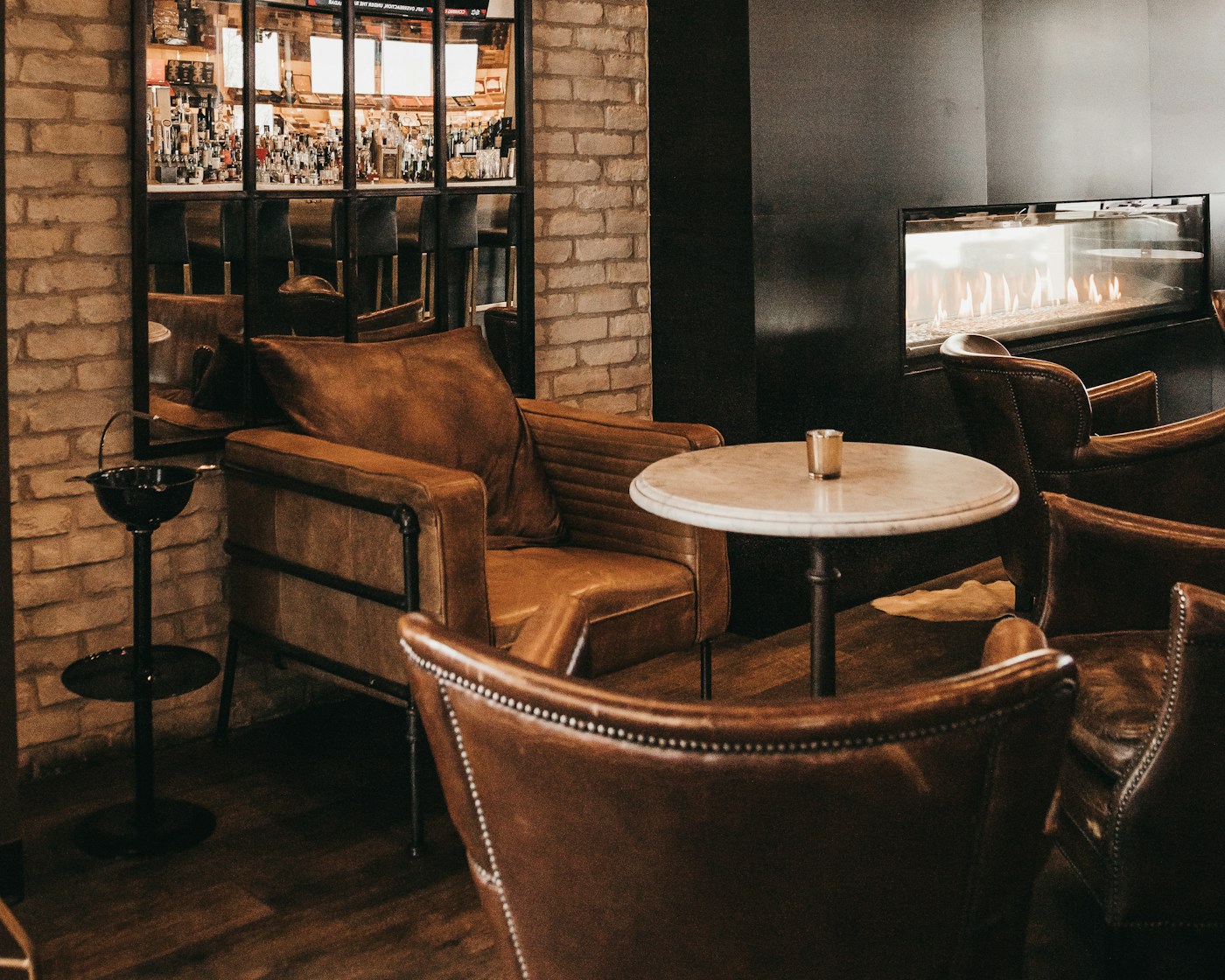 Whiskey and cigar bar interior